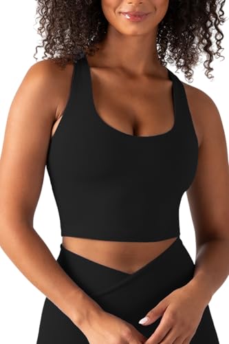 YITTY Active Sports Bra Tank, Tank Top for Women with Built-in Bra, Racerback, Removable Cups, Low-Impact Support for Yoga and Gym Iconic Black XL