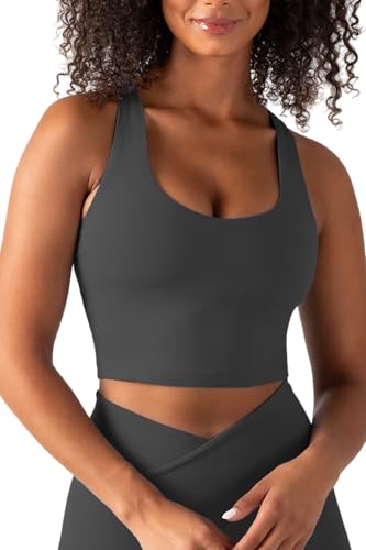 YITTY Active Sports Bra Tank, Tank Top for Women with Built-in Bra, Racerback, Removable Cups, Low-Impact Support for Yoga and Gym Onyx M