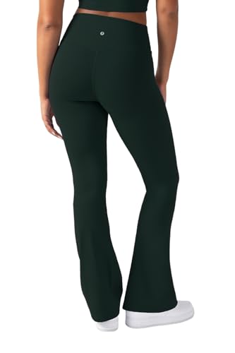 YITTY Active Women's Ultraluxe Kick Flare High Waist Legging, Athleisure, 4-Way-Stretch, Everpine, L, Regular 32″ Inseam