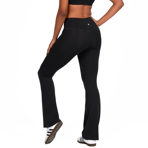 YITTY Active Women's Ultraluxe Kick Flare High Waist Legging, Athleisure, 4-Way-Stretch, Iconic Black, XL, Regular 32″ Inseam