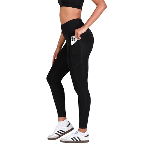 YITTY Active Workout Leggings for Womens – High Waisted Pocket Leggings, Yoga Pants for Workout Athletic, Gym, Iconic Black, L, Regular