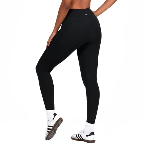 YITTY Active UltraLuxe High Waisted Leggings for Women, No Front Seam Tummy Control, Buttery Soft, Womens Yoga Pilates Gym, Iconic Black, L, Regular